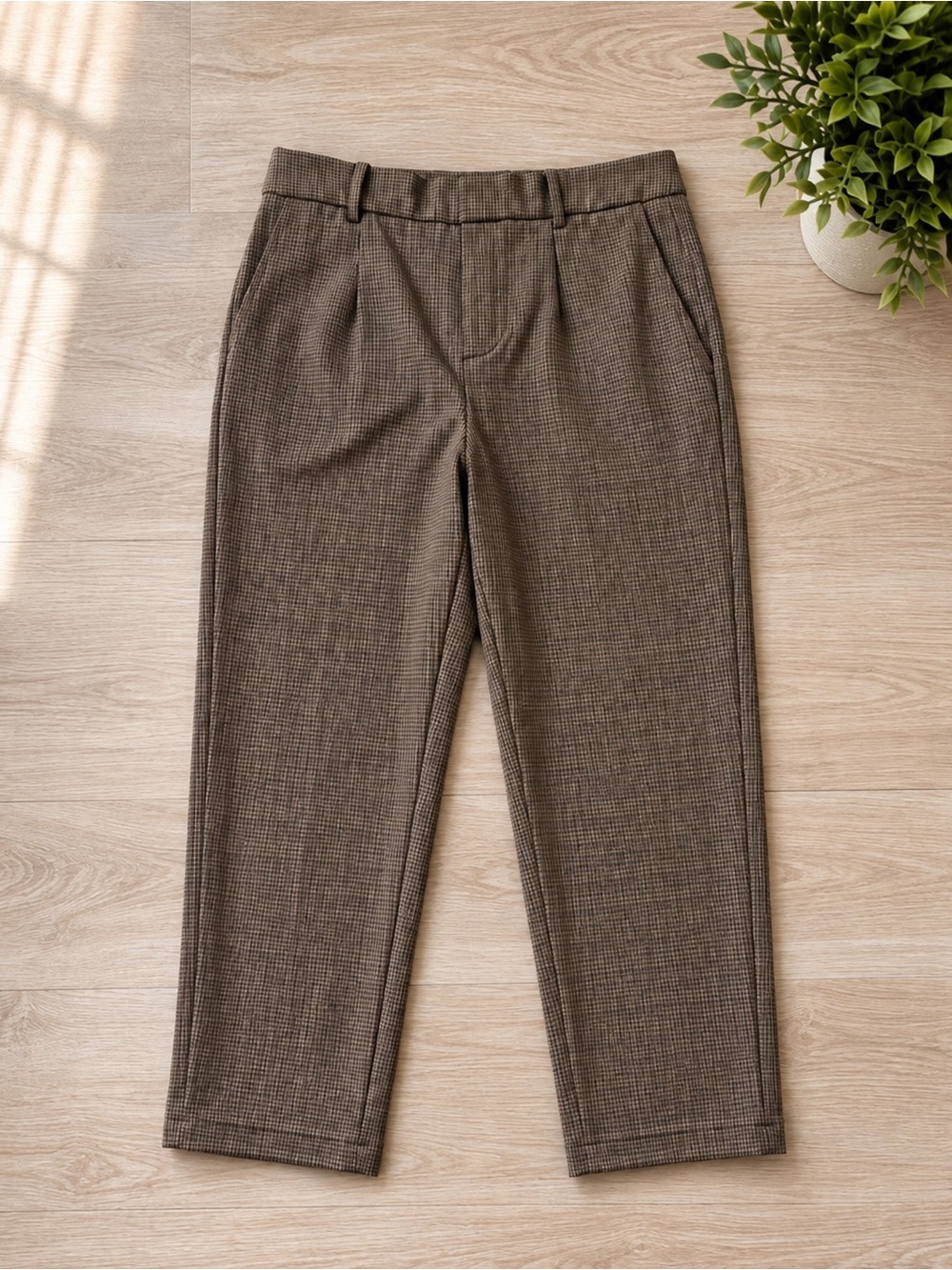 a new day Brown Micro Houndstooth Chinos